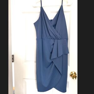 Grace Karin Wrap Blue Mini Dress